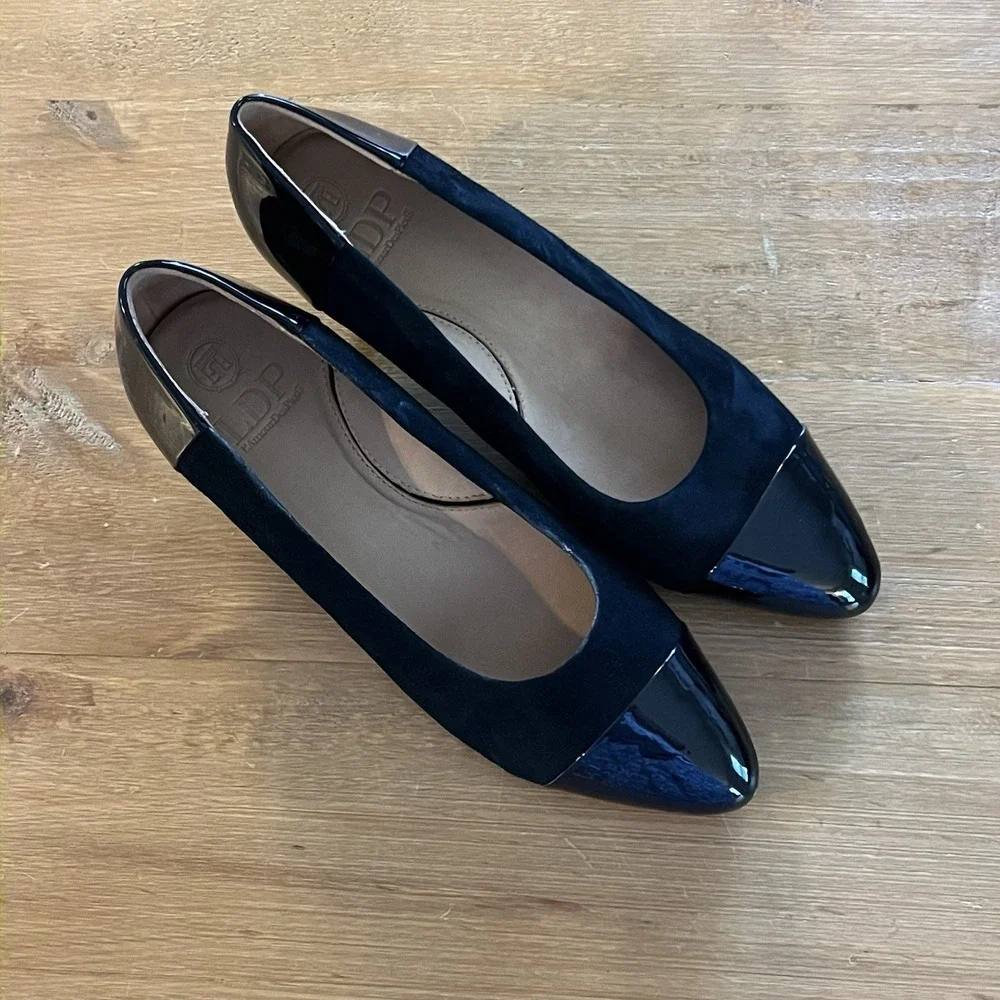 L'Amour Des Pieds LDP Women's Kishita Black Suede Patent Leather Size 9.5 Heels